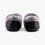 Skechers 169010/BLK COZY CAMPFIRE-FRENCH TOAST 2 Womens Slippers Black rear view showing faux fur lining.