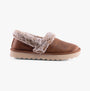 Skechers 169027/CSNT COZY UP Womens Slippers Chestnut side view showing soft fur lining and relaxed fit.