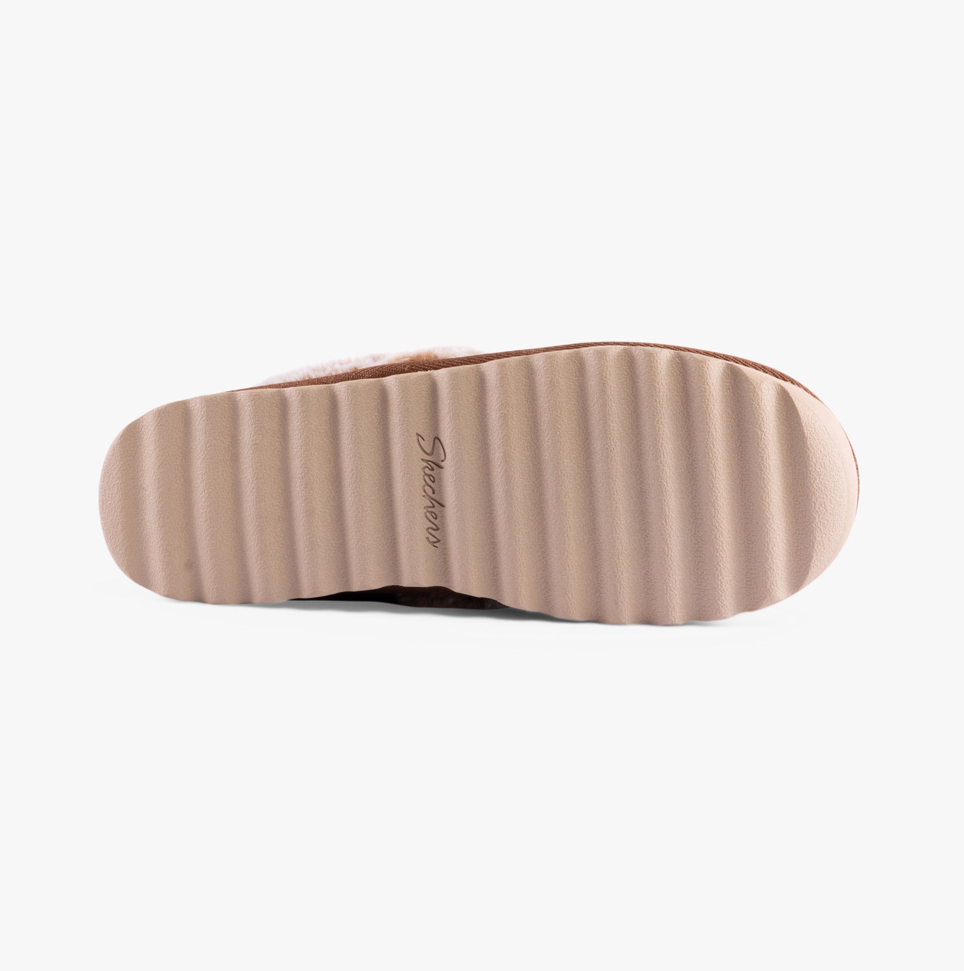 Skechers 169027/CSNT COZY UP Womens Slippers Chestnut bottom view sole with textured design.