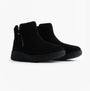Skechers WILSHIRE BLVD - WEEKEND CRUSH Womens Boots Black side view showing suede leather and zip closure.