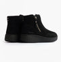 Skechers WILSHIRE BLVD - WEEKEND CRUSH Womens Boots Black side view showcasing suede leather upper and zipper detail.