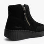 Skechers WILSHIRE BLVD - WEEKEND CRUSH Womens Boots Black side view showing suede upper and rubber sole with zip closure.