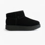 Skechers 169143/BBK KEEP COZY Womens Boots Black side view showing suede leather upper and rubber sole.