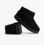 Skechers 169143/BBK KEEP COZY Womens Boots Black side view with suede leather upper and rubber sole.