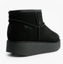 Skechers 169143/BBK KEEP COZY Womens Boots Black side view showcasing suede leather and rubber sole.