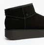 Skechers 169143/BBK KEEP COZY Womens Boots Black side view showcasing suede leather upper and low heel.