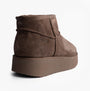 Skechers 169143/CHOC KEEP COZY Womens Boots Chocolate rear view showing soft faux leather and ankle height.
