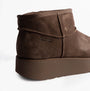 Skechers 169143/CHOC KEEP COZY Womens Boots Chocolate side view featuring faux leather upper and rubber sole.