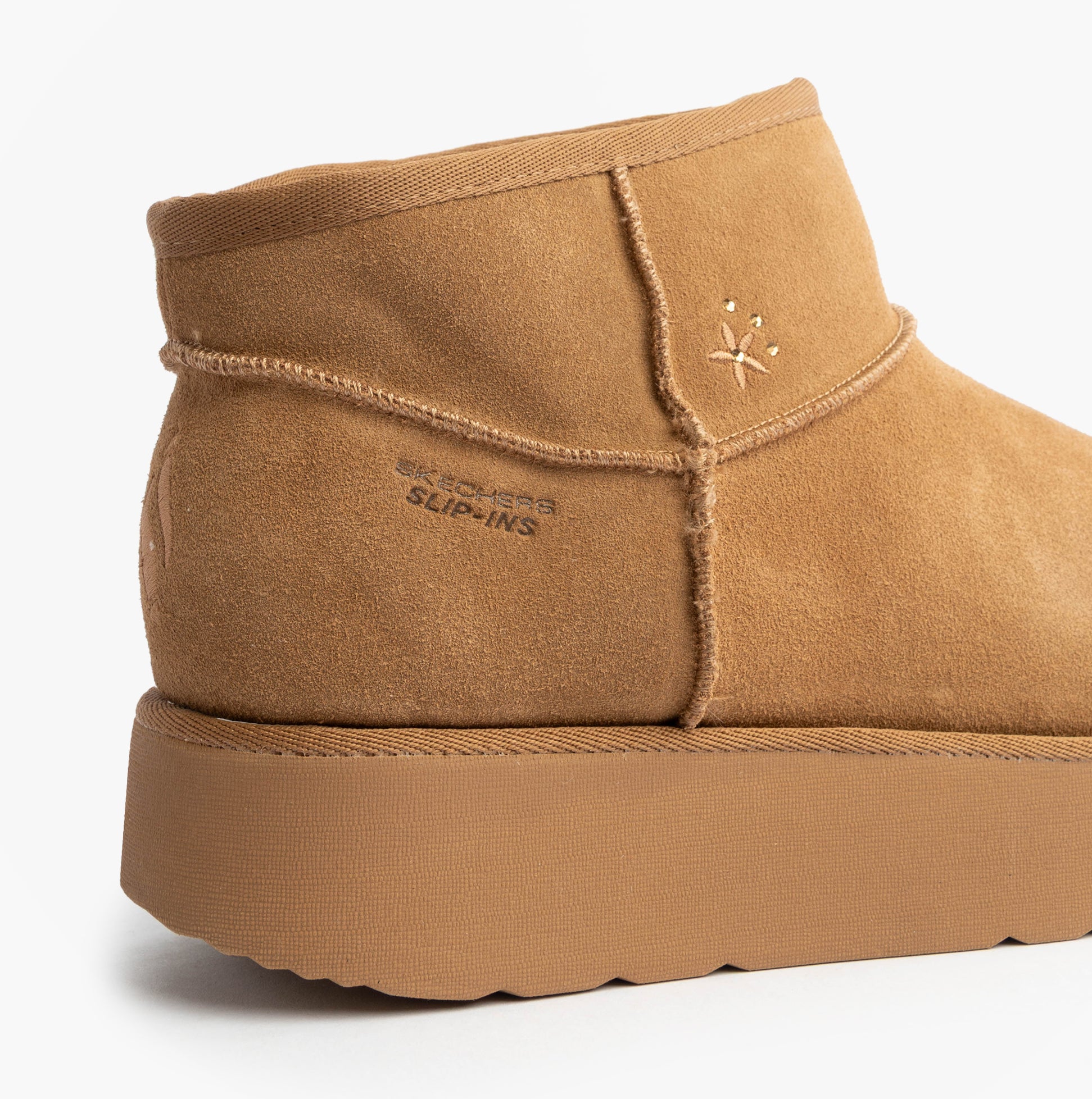 Skechers 169143/CSNT KEEP COZY Womens Boots Chestnut side view showing soft suede upper and comfortable slip-on design.