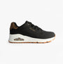 Skechers 177093/BKLD UNO-JUNGLE NITE Womens Trainers Black Durabuck/Leopard Printed side view