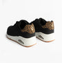 Skechers 177093/BKLD UNO-JUNGLE NITE Womens Trainers Black Durabuck/Leopard Printed rear view highlighting leopard print detail.