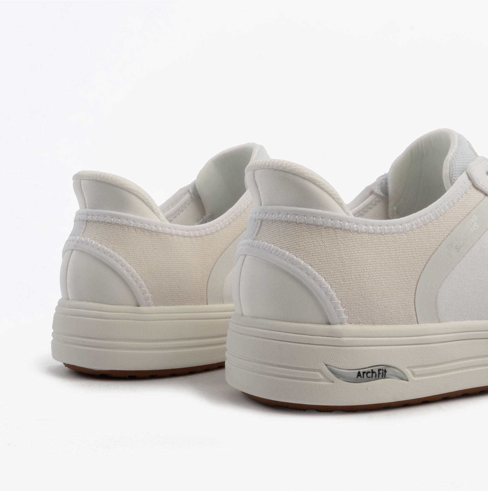 Skechers 177205/WHT ARCH FIT ARCADE-FOREVER COZY Womens Trainers White back view highlighting Arch Fit support.