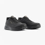 Skechers 177289/BBK UNO LITE - LITE WORK Womens Trainers Black, side view, featuring relaxed fit with memory foam and wedge heel.
