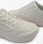 Side view of Skechers 177289/WHT UNO LITE - LITE WORK Womens Trainers White, showcasing the synthetic leather upper and lace-up design.