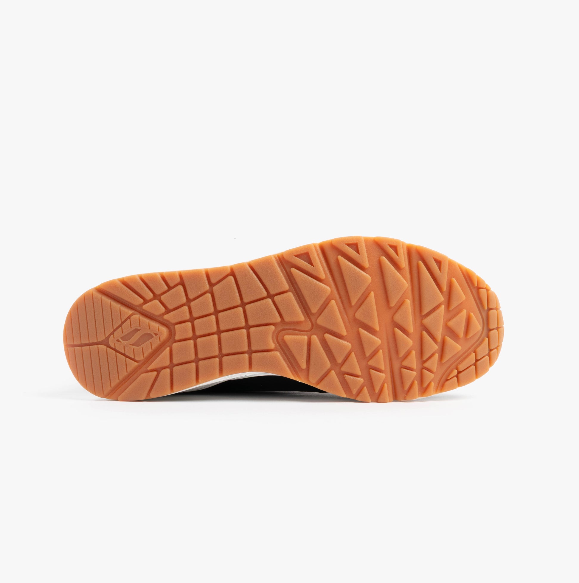 Skechers 183022/BLK UNO - BANKSIA Mens Trainers Black bottom view showing rubber sole with textured design.