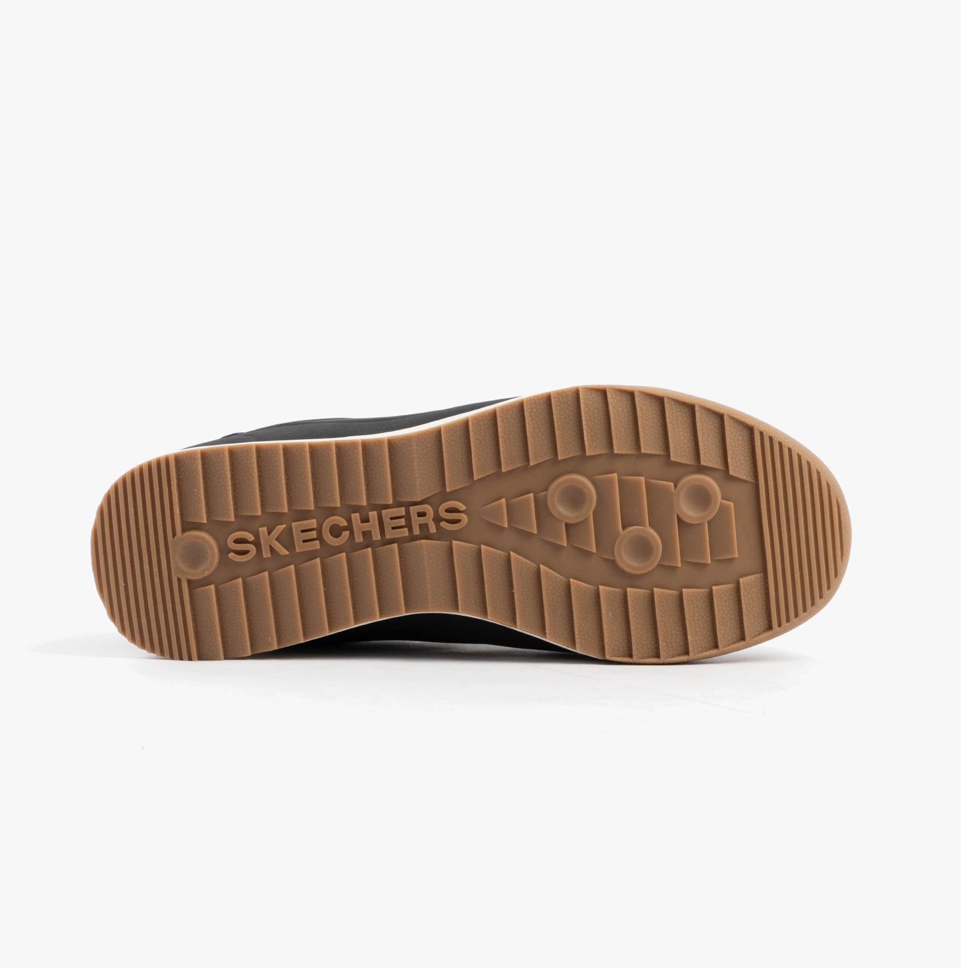 Skechers 183283/BLK ZINGER 2.0 - THE ARWEN Mens Trainers Black sole view with rubber outsole texture and logo.
