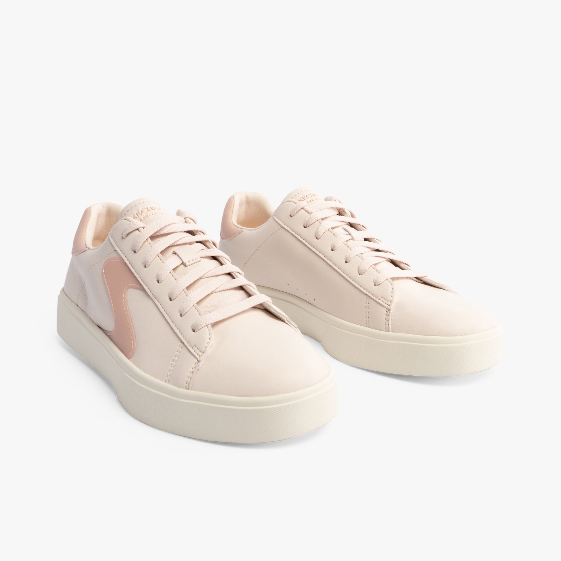 Skechers 185000/ROS EDEN LX - TOP GRADE Womens Trainers Rose side view with faux leather upper and round toe.