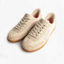 Skechers 185323/NTPK HOTSHOT Womens Trainers Natural Nylon/LeatherPink top view with lace-up design and suede accents.