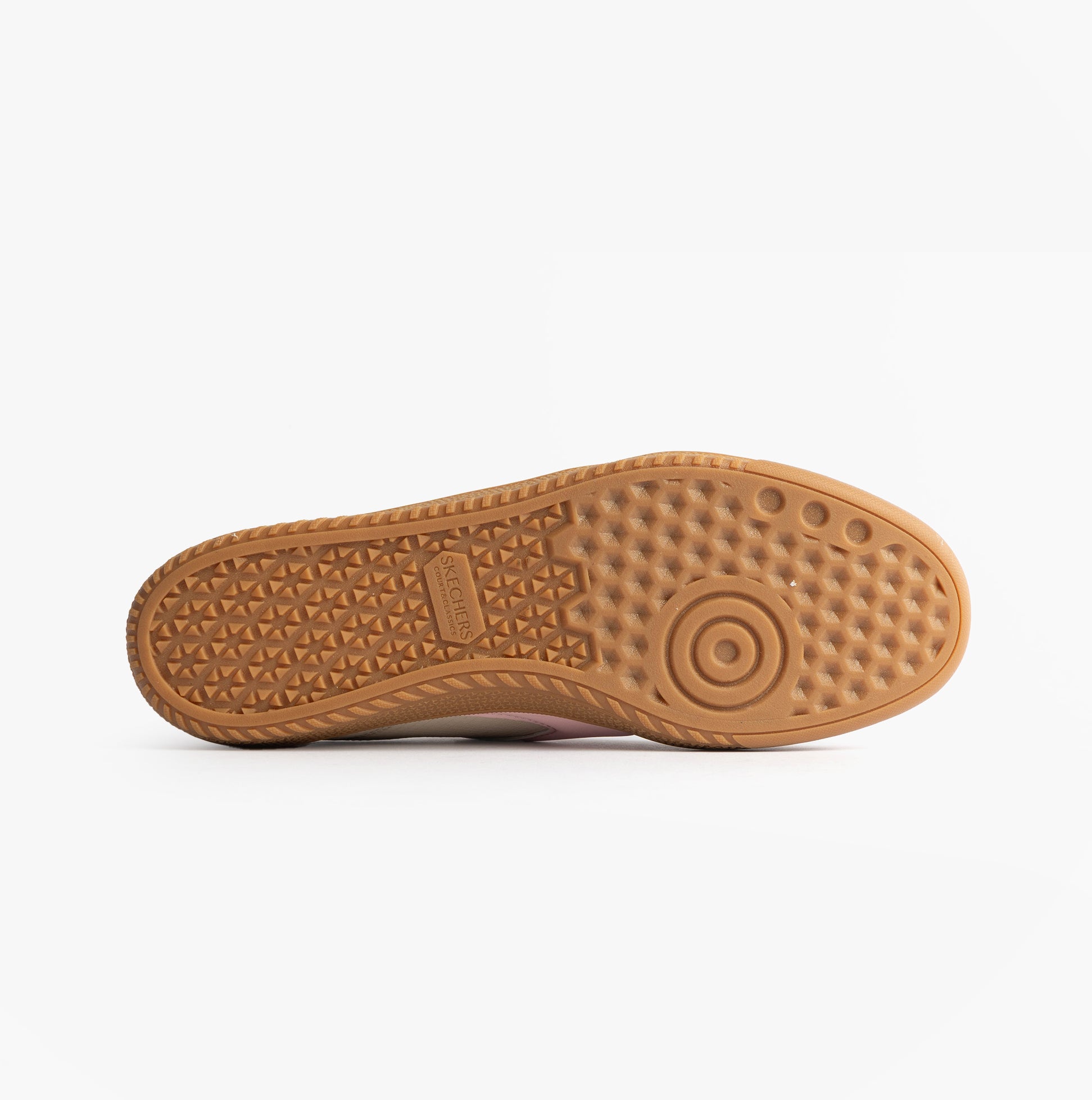 Skechers 185323/NTPK HOTSHOT Womens Trainers Natural Nylon/LeatherPink bottom view outsole design.
