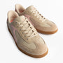 Skechers 185323/NTPK HOTSHOT Womens Trainers Natural Nylon/LeatherPink top view featuring lace-up design and suede upper.