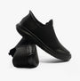 Skechers Work 200171EC CESSNOCK RYLIND SR Mens Occupational Trainers Black side and bottom view, slip-on textile design.