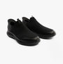 Skechers Work 200171EC CESSNOCK RYLIND SR Mens Occupational Trainers Black side view, slip-on design with slip-resistant rubber sole.