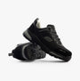 Side view of Skechers Work 200188EC GATLON Mens Safety Trainers Black/Grey featuring composite toe cap and slip-resistant sole.
