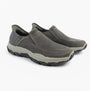 Skechers 204810/CHAR RESPECTED - ELGIN Mens Shoes Charcoal side view showing leather upper and relaxed fit design.