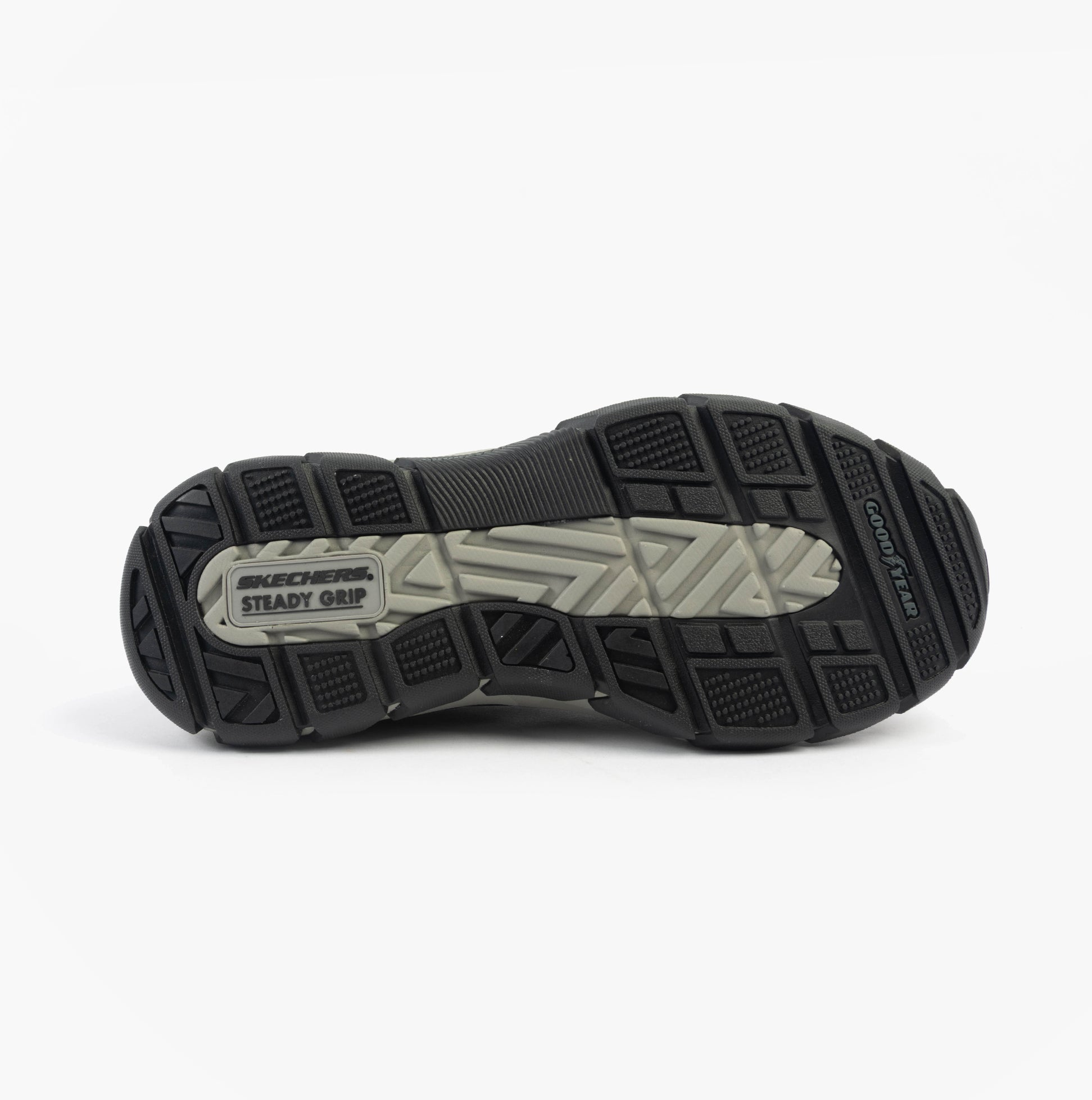 Bottom view of Skechers 204810/CHAR RESPECTED - ELGIN Mens Shoes Charcoal with steady grip rubber sole.