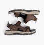Skechers 205139/BRBK PREWITT - RIGDON Mens Sandals Brown/Black top view, showcasing synthetic upper and rubber sole.