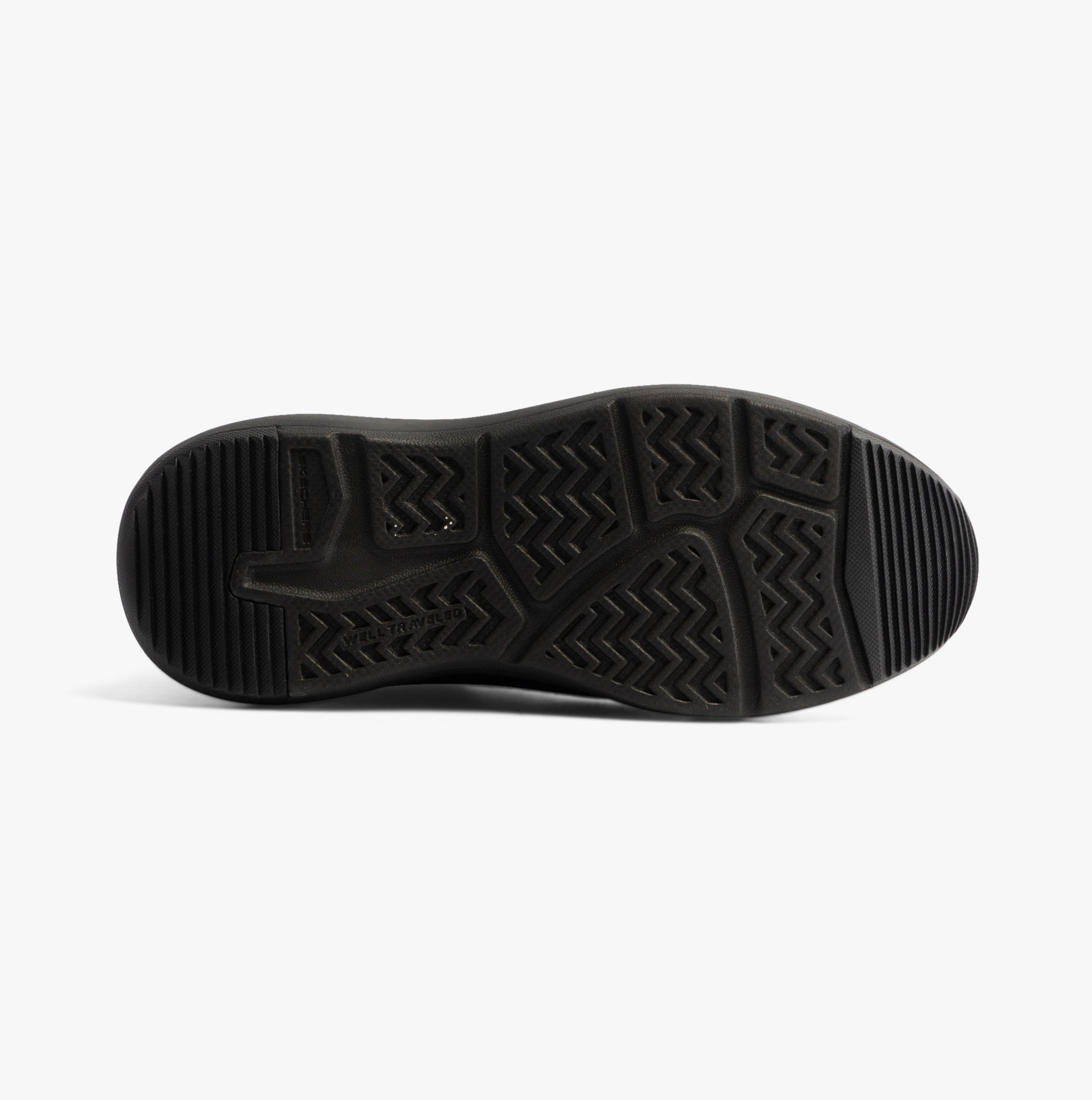 Skechers 205175/BLK PARSON - EDERIC Mens Boots Black sole view featuring detailed rubber traction pattern.