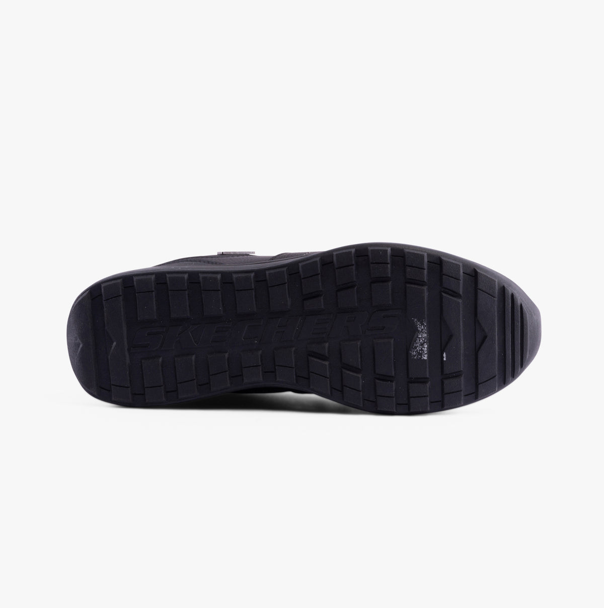Skechers 205236/BBK NETSON - GANDER Mens Trainers Black bottom view showing rubber sole detail.