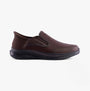 Skechers 205237/RDBR SLADE - COOPER Mens Shoes Red/Brown side view showcasing slip-on design and leather material.