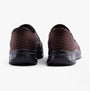 Skechers 205237/RDBR SLADE - COOPER Mens Shoes Red/Brown rear view showcasing leather upper and rubber sole.