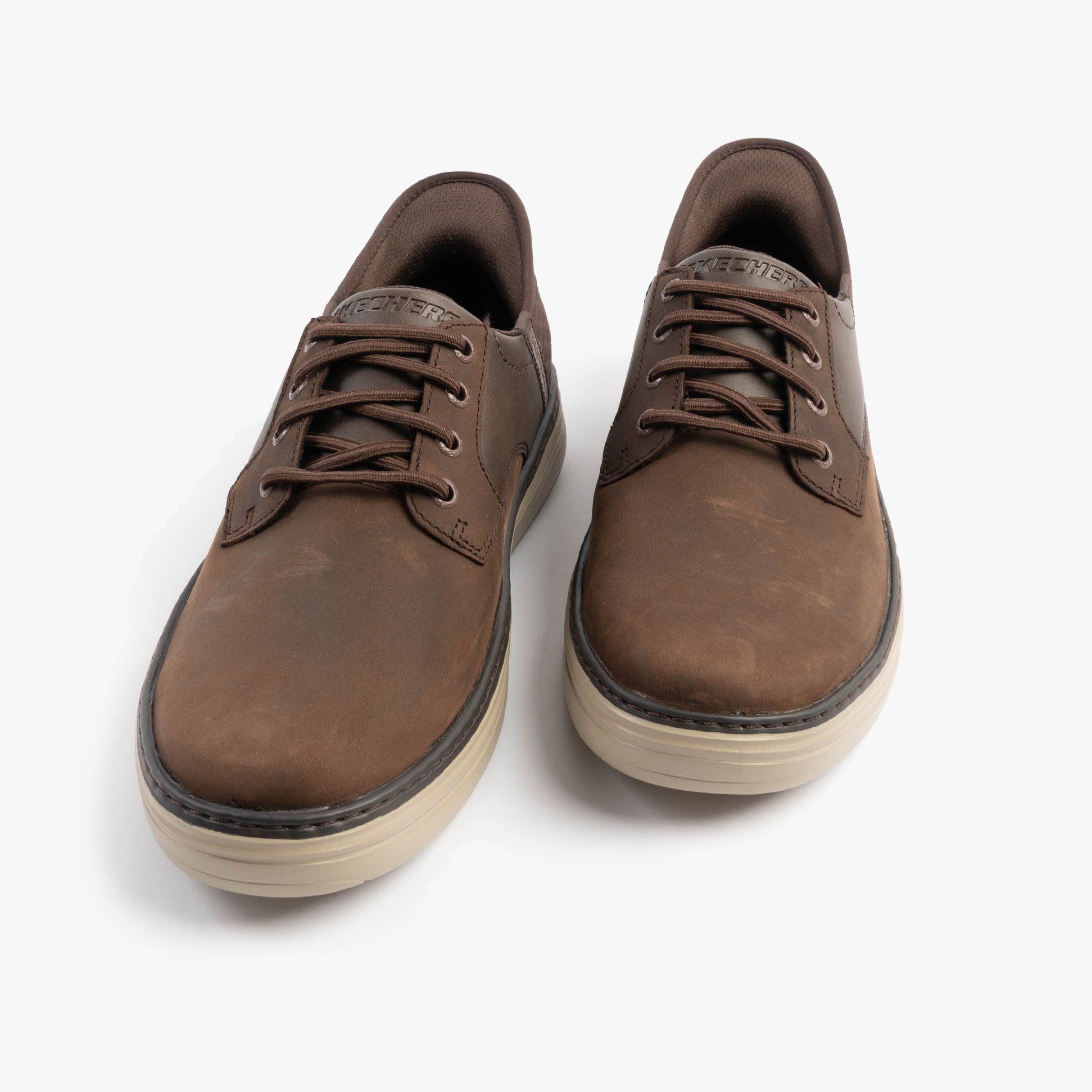 Skechers 205279/COC HYLAND - RADLEY Mens Trainers Cocoa front view showing lace-up design and leather upper.