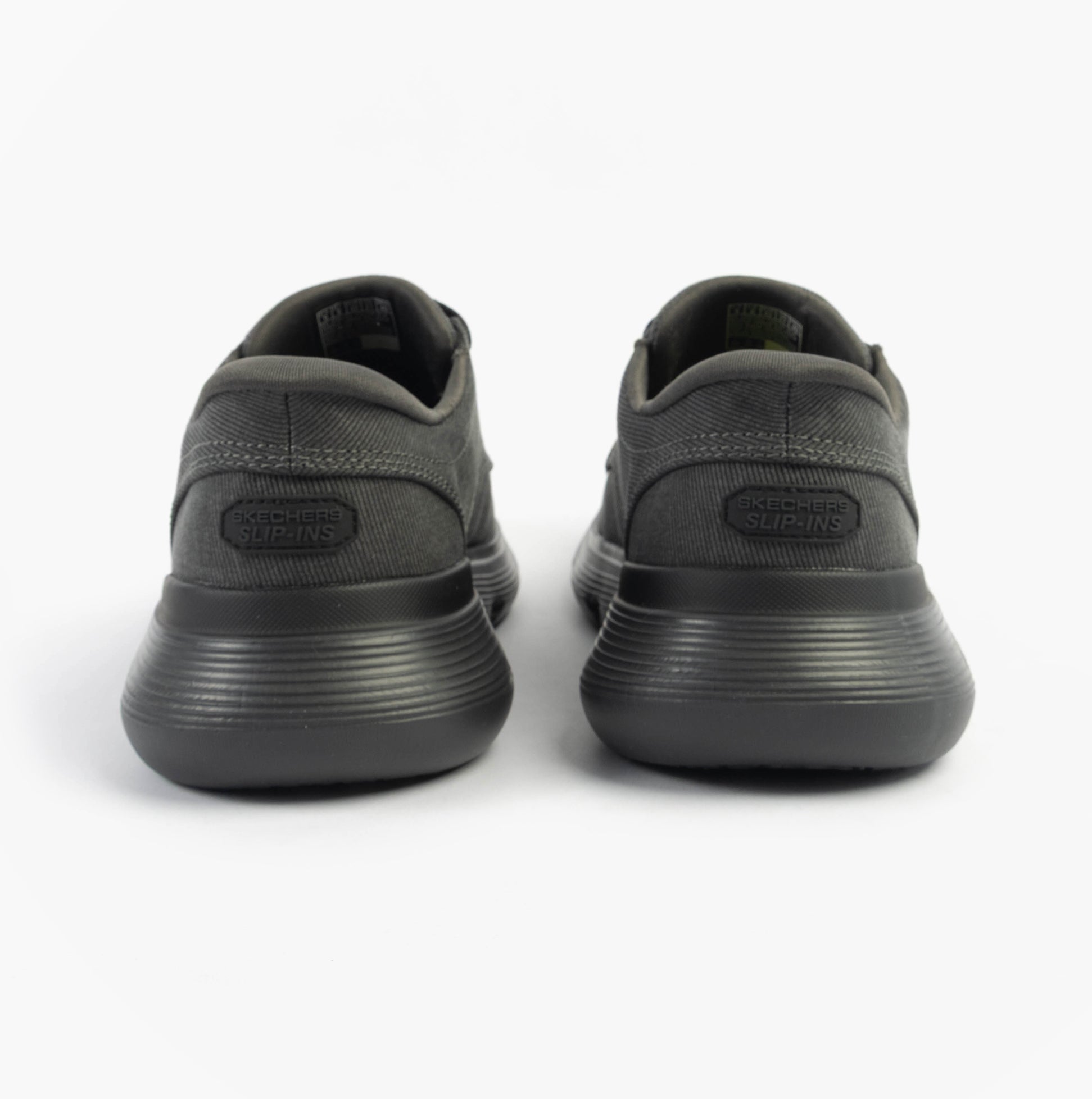 Skechers 205352/BLK GARZA - CLIVE Mens Shoes Black rear view showcasing sleek design.