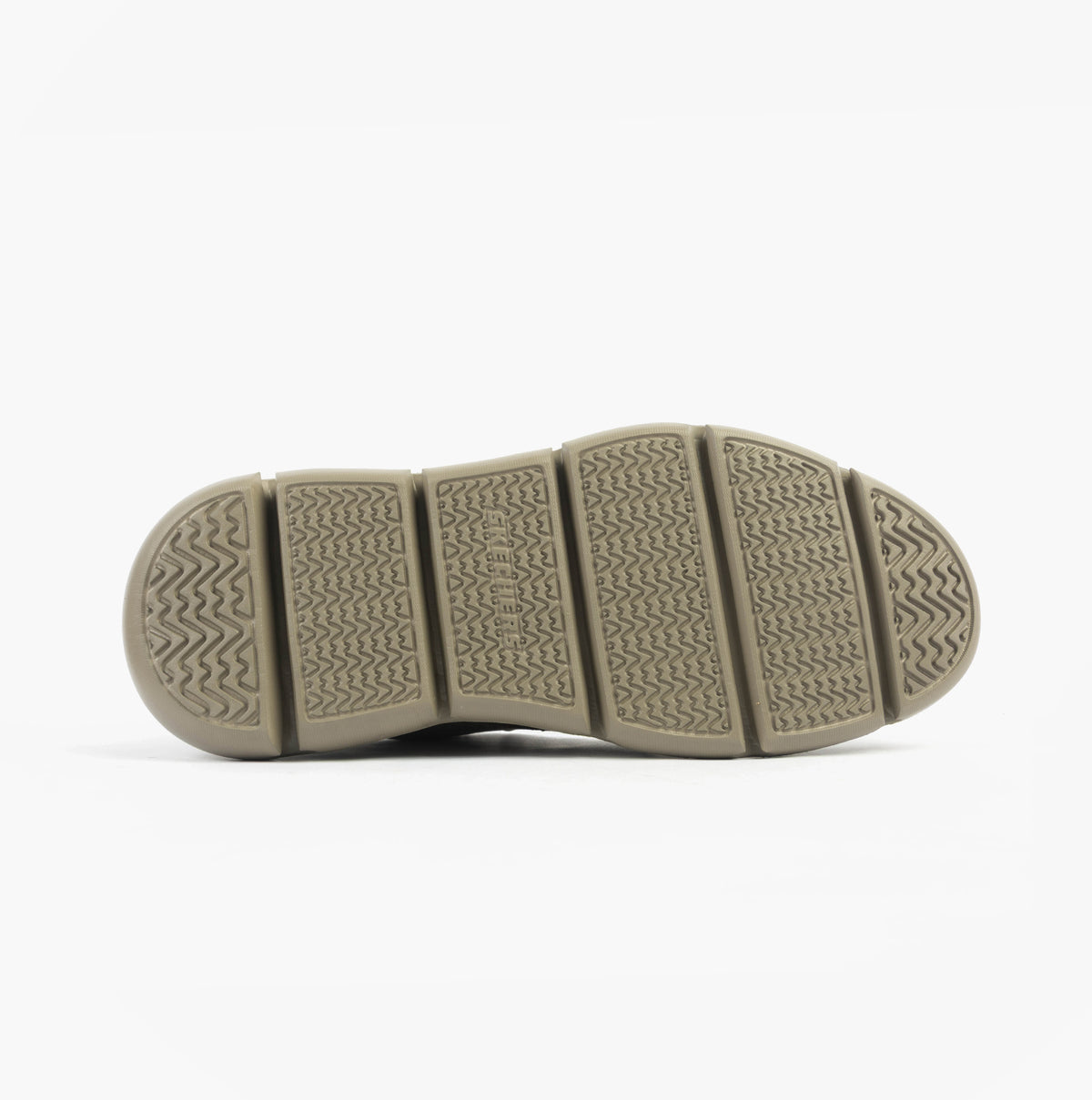 Skechers 205352/DKTP GARZA - CLIVE Mens Shoes Dark Taupe sole view showing rubber tread pattern and grip features.