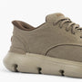 Skechers 205352/DKTP GARZA - CLIVE Mens Shoes Dark Taupe side view showcasing canvas upper and lace-up closure.