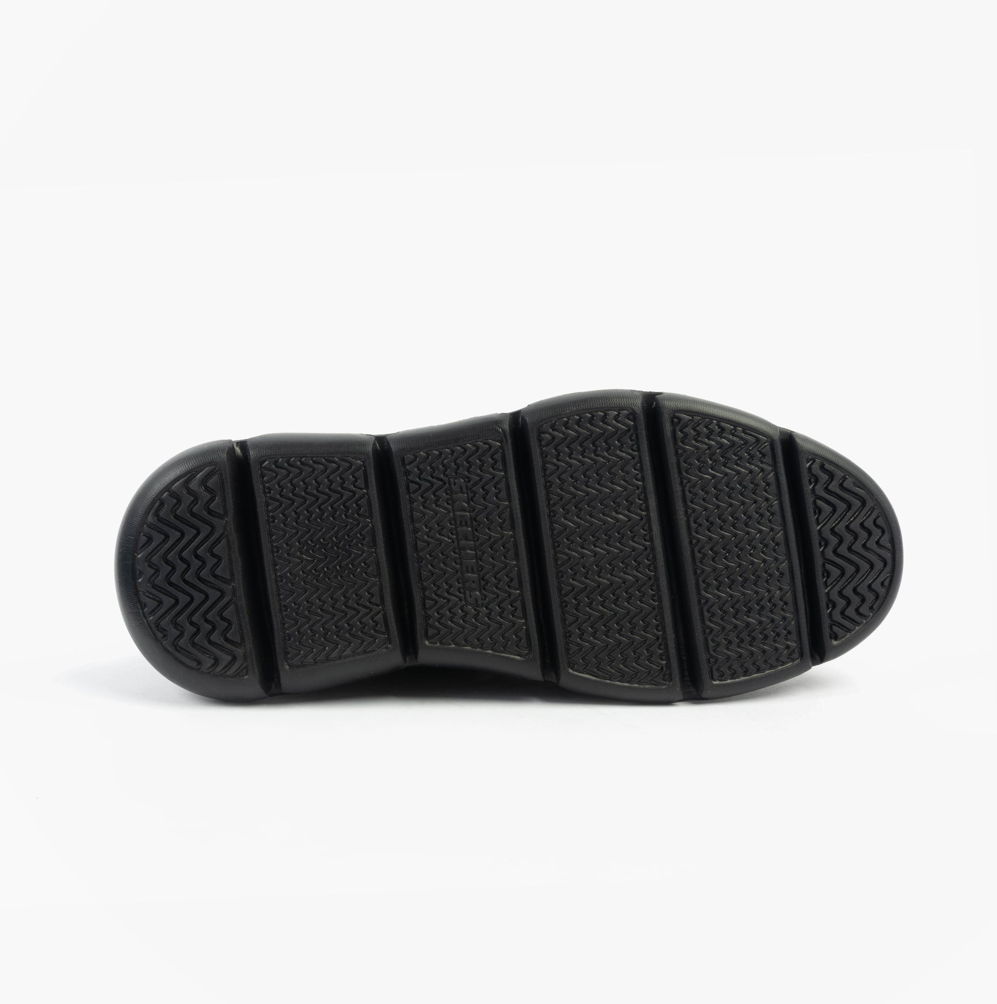Skechers 205353/BBK GARZA - DURAN Mens Shoes Black sole view with detailed traction pattern.