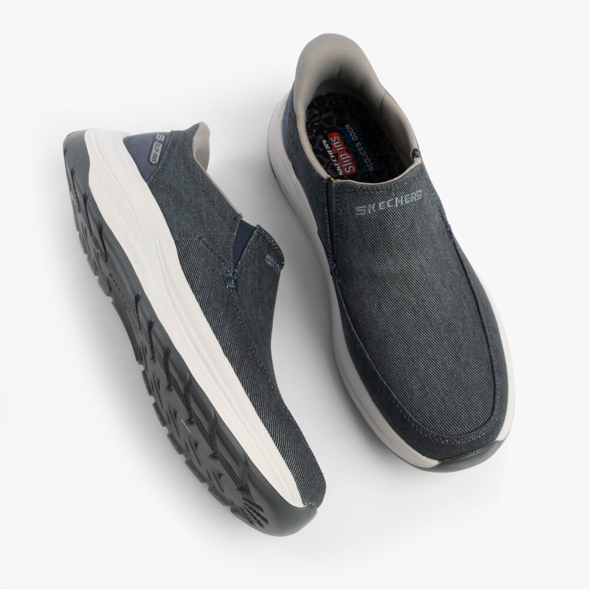 Skechers 205356/NVY DECKLAN - GULLIVER Mens Shoes Navy top view showcasing slip-on design and comfort features.