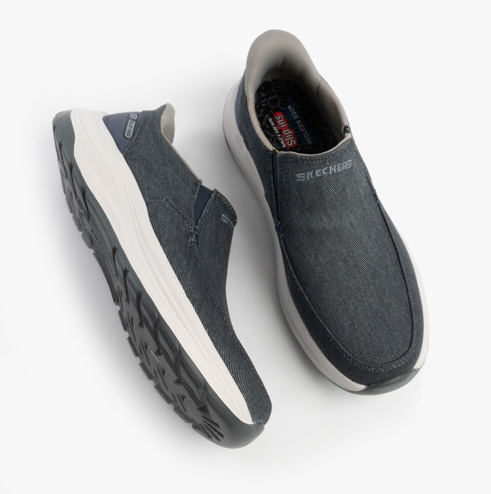 Skechers 205356/NVY DECKLAN - GULLIVER Mens Shoes Navy top view showcasing slip-on design and comfort features.