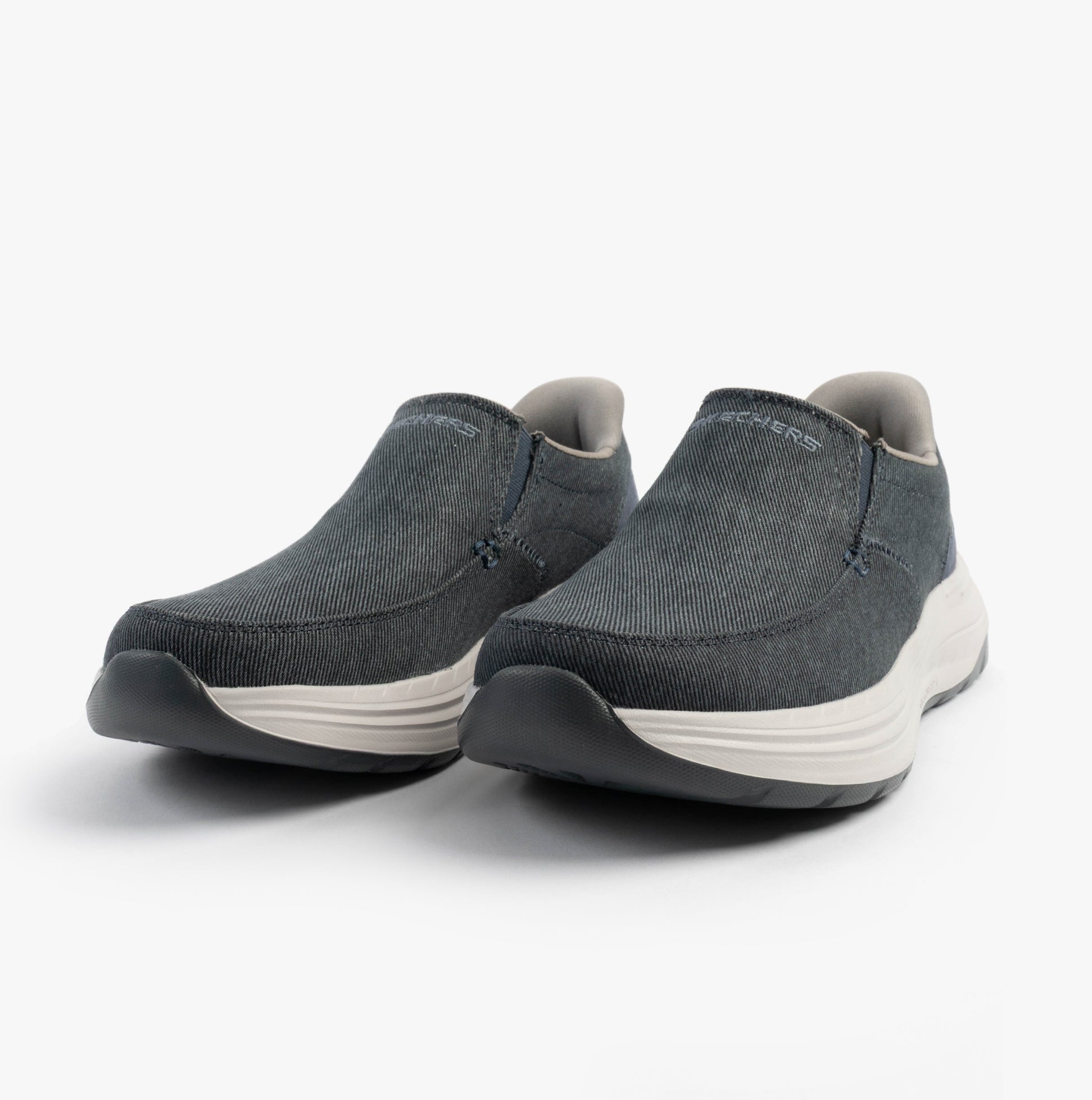 Skechers 205356/NVY DECKLAN - GULLIVER Mens Shoes Navy slip-on style front view with round toe design