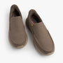 Skechers 205451/TPE POLLARD - WILFRED Mens Shoes Taupe top view showcasing slip-on design and breathable mesh material.