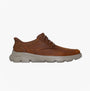 Skechers 205517/CDB ARCH FIT GARZA - ROWAN Mens Trainers Dark Brown side view showcasing leather upper and lace-up closure.
