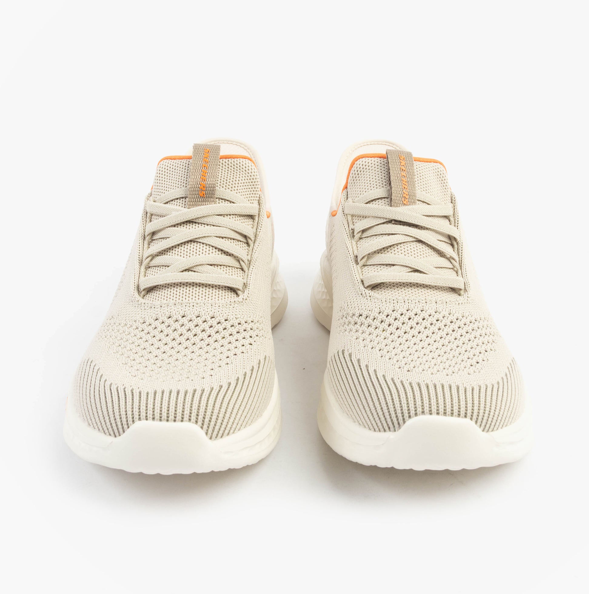 Skechers 210810/SND SLADE - QUINTO Mens Shoes Sand front view, casual lace-up trainer with memory foam and vegan materials.