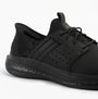 Skechers 210828/BBK SLADE - ZACHARY Mens Trainers Black side view showcasing lace-up closure and rubber sole.
