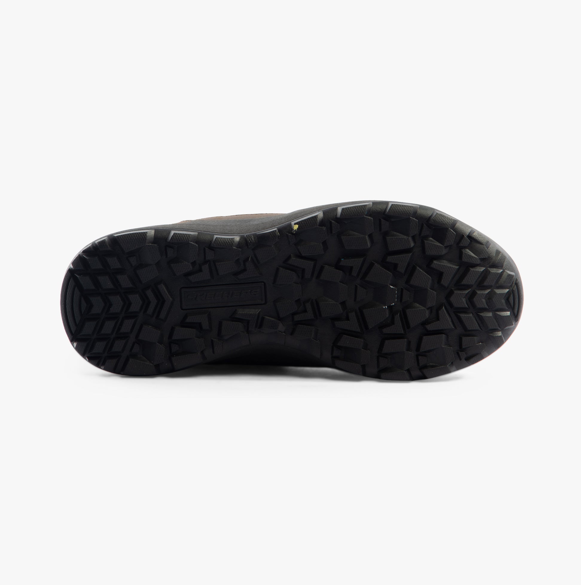Skechers 210932/COC CAMBERT - HARLAN Mens Boots Cocoa bottom view showing durable rubber sole with traction pattern.