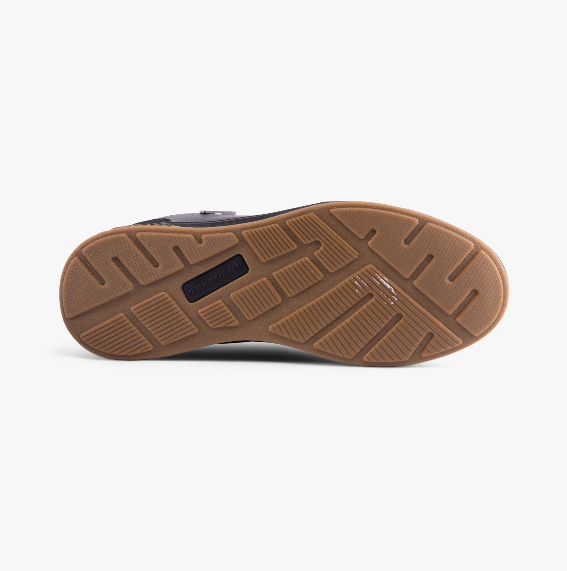 Skechers 210944/BLK CAVELL - SPARKMAN Mens Trainers Black bottom view showing rubber sole detail.