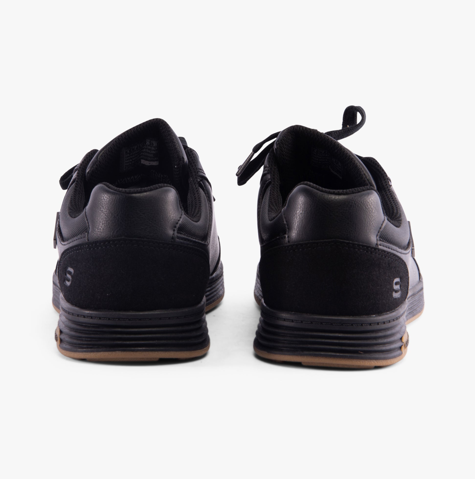 Skechers 210944/BLK CAVELL - SPARKMAN Mens Trainers Black rear view showing sleek design and lace-up closure features.