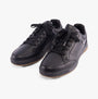 Skechers 210944/BLK CAVELL - SPARKMAN Mens Trainers Black side view showcasing faux leather upper and lace-up closure.